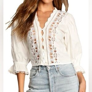 Free People Louella Embroidered Top